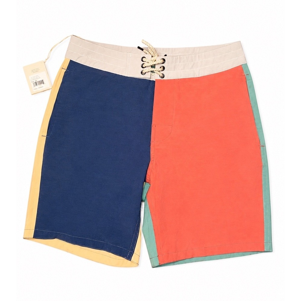 Faherty Fun Board Shorts NWT Men's Size 28 x 7 Colorblock Retro Preppy $98